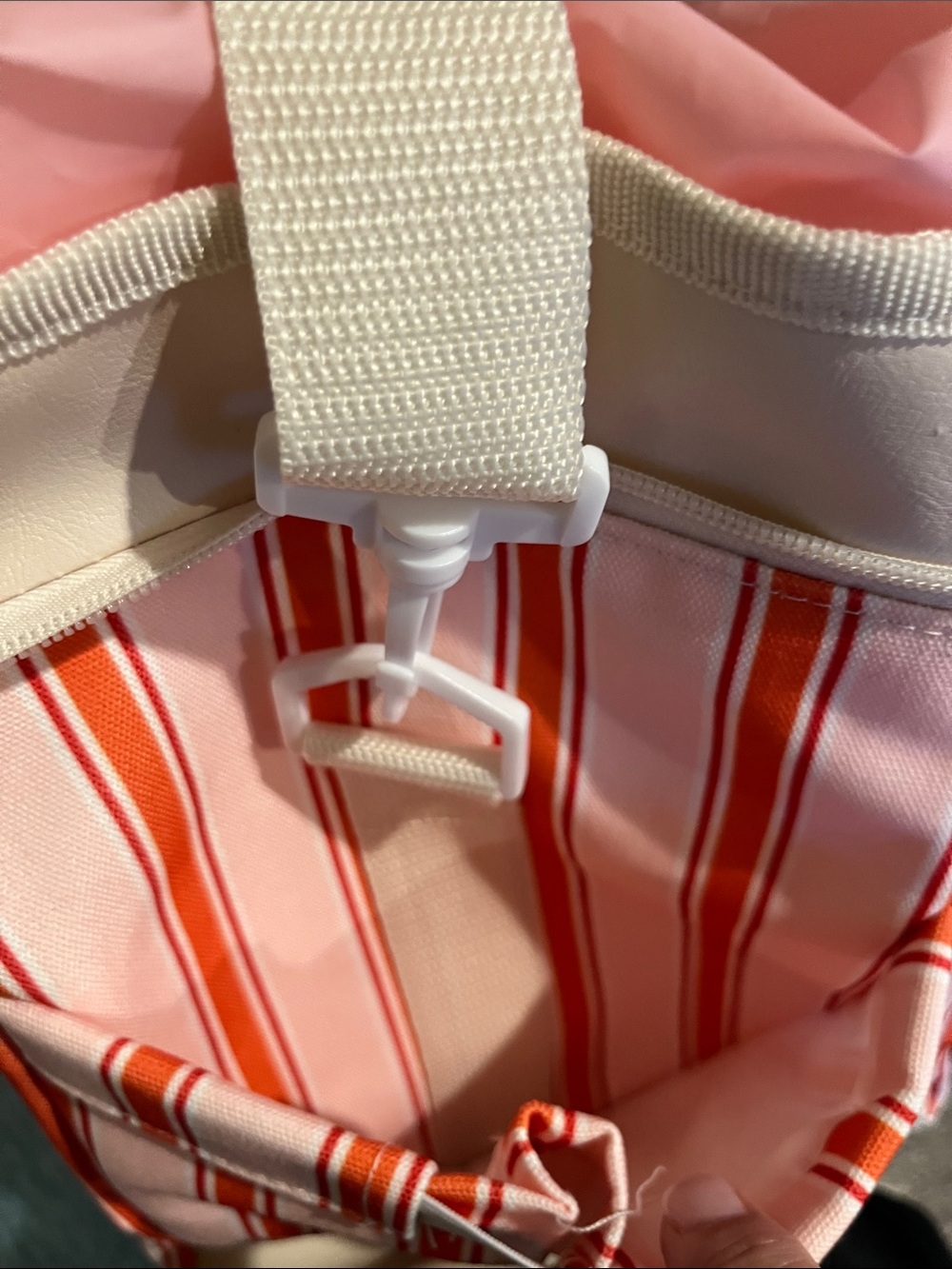 Pink and Red Striped Insulated Food Storage Tote - Picture 5 of 16